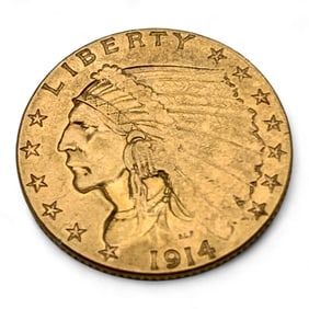 1914 Indian Head Gold 2 1/2 Dollar Coin