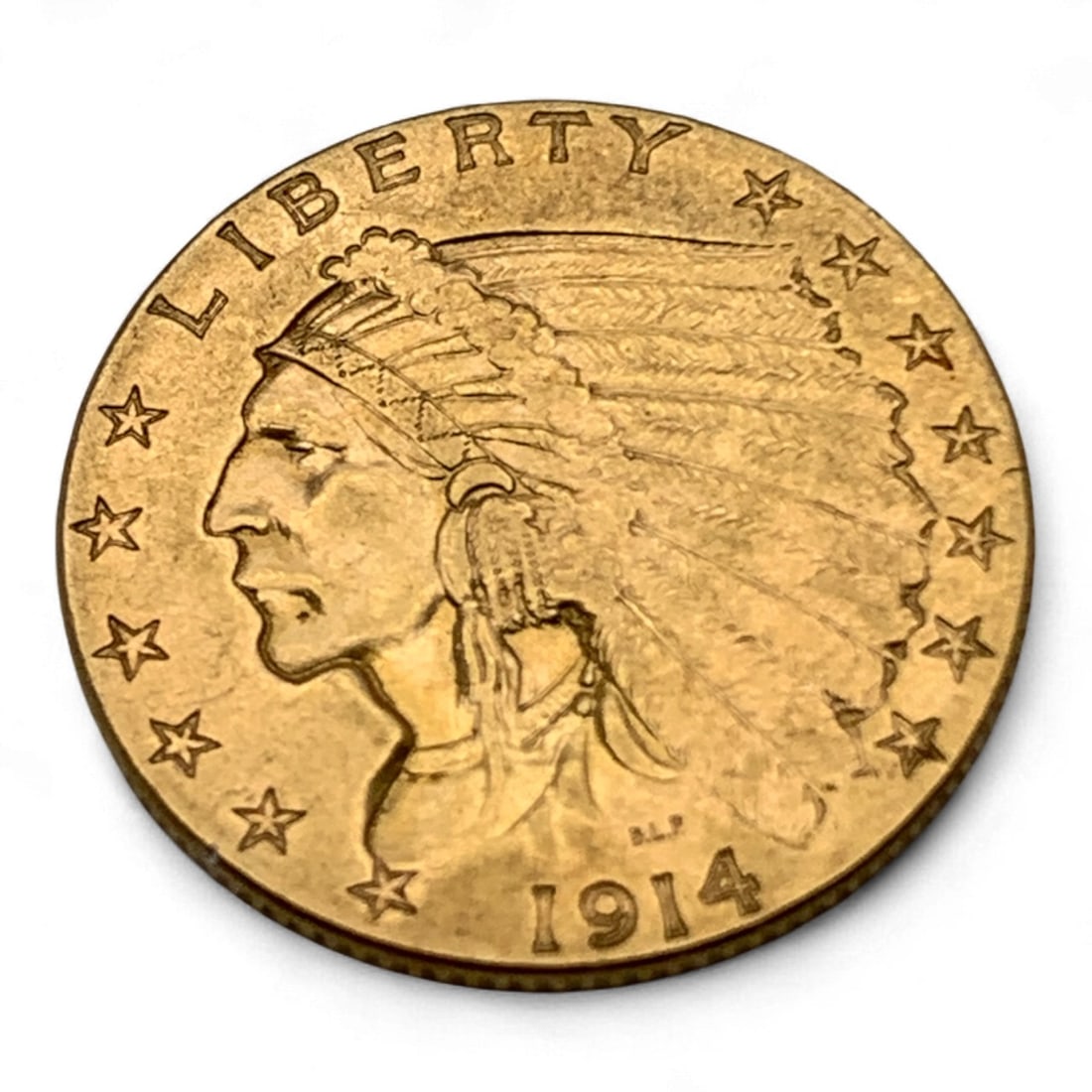 1914 Indian Head Gold 2 1/2 Dollar Coin (1 of 2)