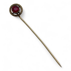 14k Gold And Ruby Stick Pin