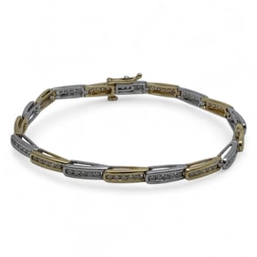 14k Yellow And White Gold And Diamond Bracelet