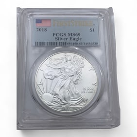 2018 Am Silver Eagle Dollar, M S 69