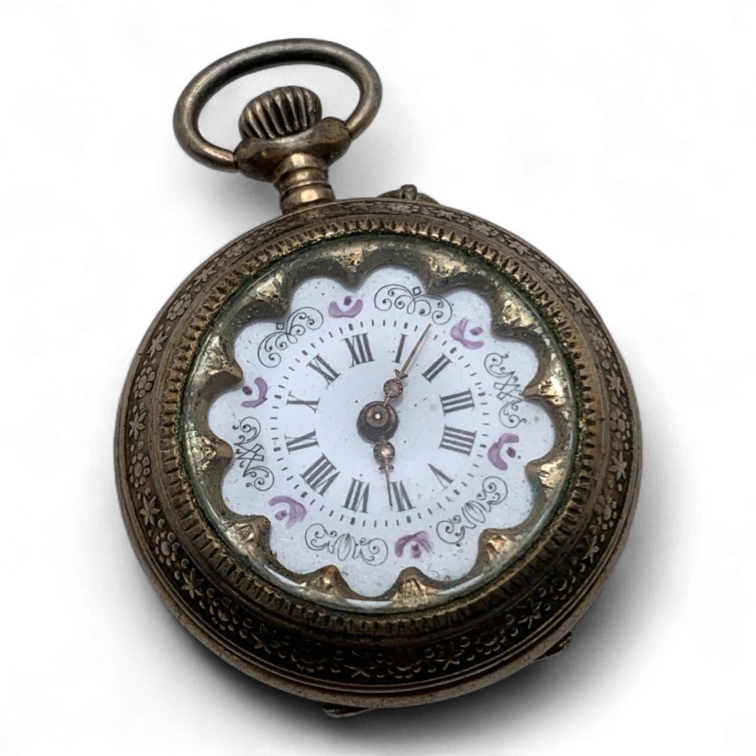 Pocket Watch In Silver Case: Case Tests Silver. 26.4 G. Total Weight. 1 3/4" X 1 1/4".