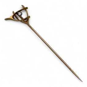 14k Gold And Diamond Stick Pin