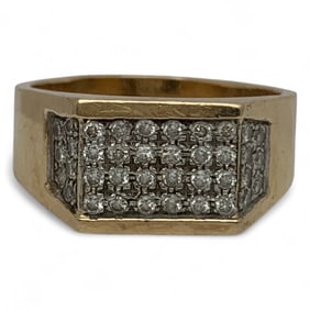 14k Gold And Diamond Men's Ring