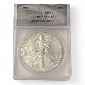 2001 Am Silver Eagle Dollar, M S 69