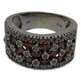 14k Gold Ring With Clear And Colored Diamonds