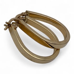 Pair Of 14k Gold Italy Hoop Earrings