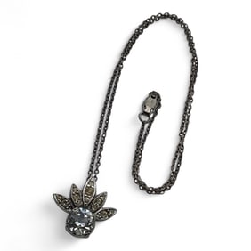 Sterling Silver & Rhinestone Pendant Necklace