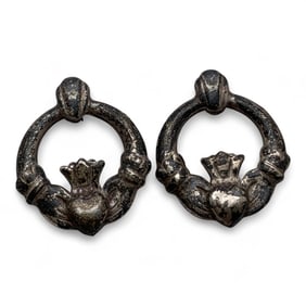 Pair Of Silver Claddagh Earrings