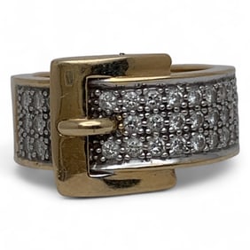 14k Gold And Diamond Belt Design Ring