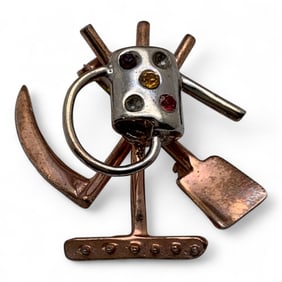 Sterling Bronze Tone Pin W Colored Stones