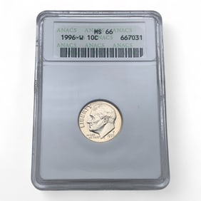 1996 W Roosevelt Silver Dime,m S 66