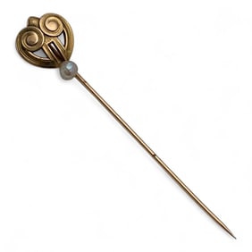 14k Gold And Pearl Stick Pin