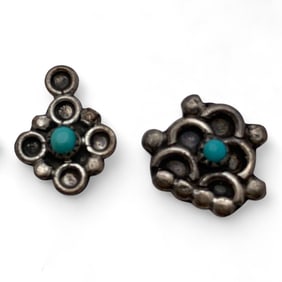 Pair Of Silver & Blue Stone Earrings