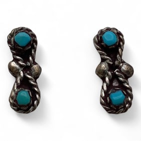 Pair Of Silver & Blue Stone Earrings