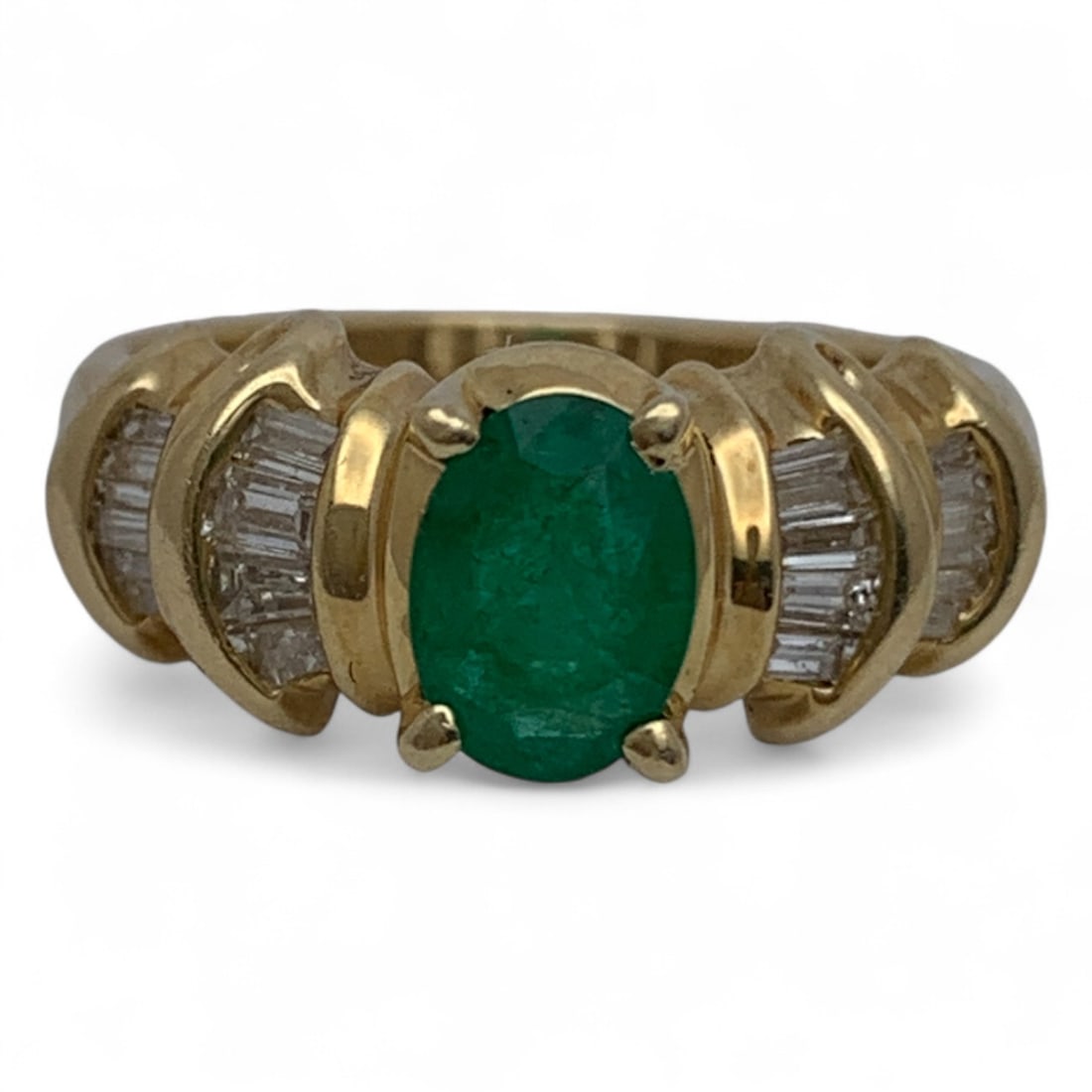 14k Yellow Gold, Diamond & Emerald Ring (1 of 7)