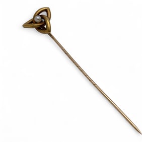 14k Gold And Pearl Stick Pin