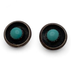 Pair Of Silver & Blue Stone Earrings