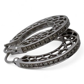 14k White Gold And Diamond Earrings