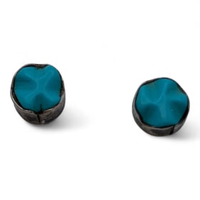 Pair Of Silver & Blue Stone Earrings