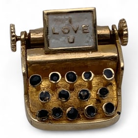14k Gold Typwriter Charm, I Love You