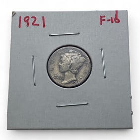 1921 Mercury Silver Dime, Fine - Key Date