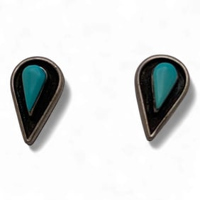 Pair Of Silver & Blue Stone Earrings