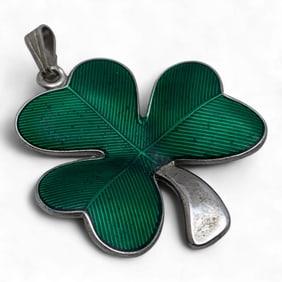 Sterling Silver Green Enameled Pendant