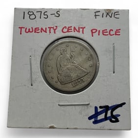 1875 S 20 Cent Piece, Fine