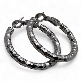 Pair Of Sterling Silver Hoop Earrings