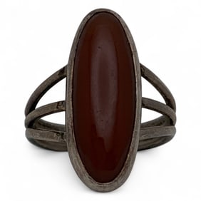 Silver Ring With Dark Stone