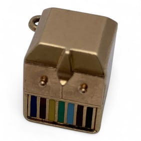14k Gold Enameled Record Player Charm