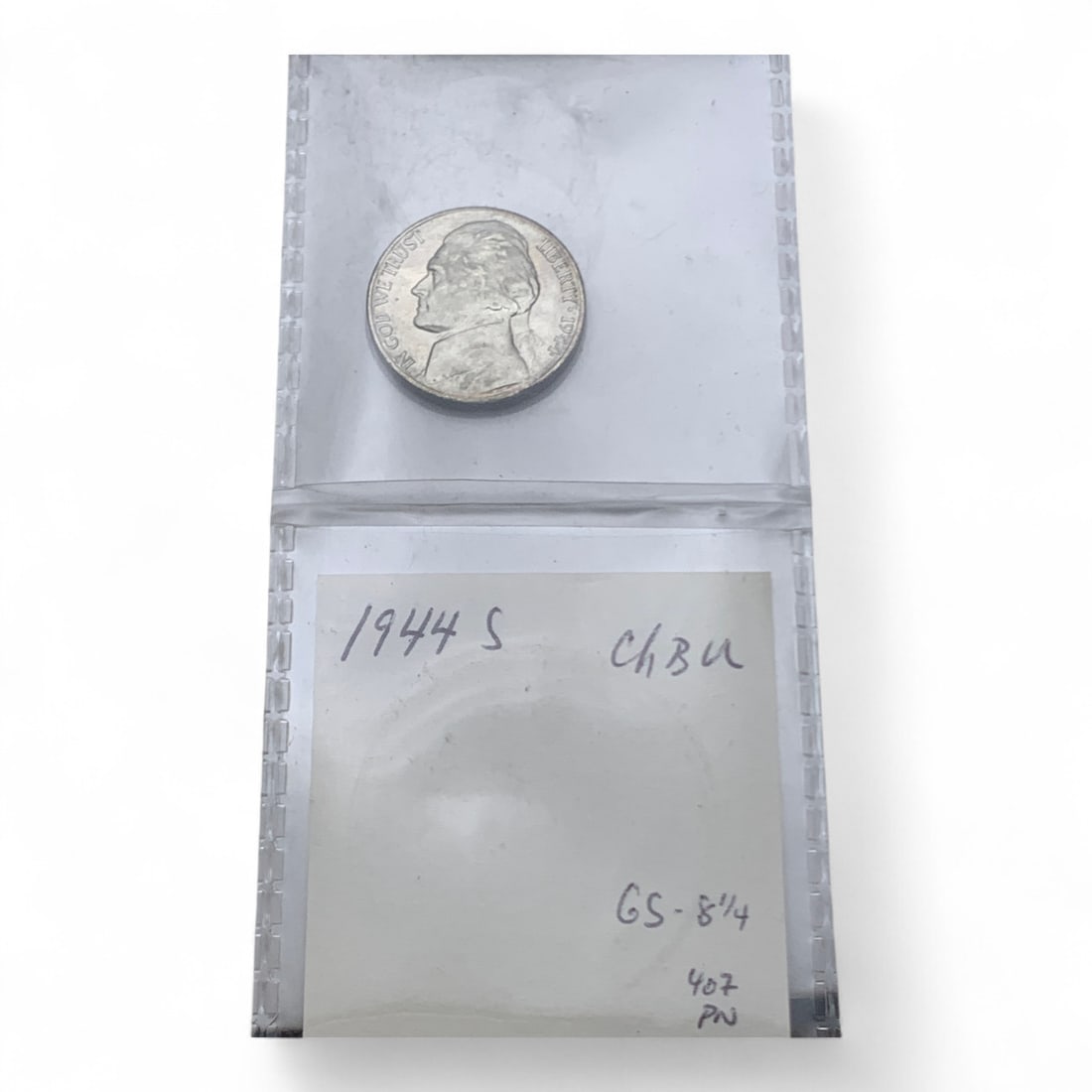 1944 S Silver Jefferson War Nickel, Ch B U (1 of 3)