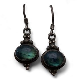 Pair Of 950 Silver & Stone Earrings