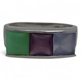 Sterling Silver Ring With Colored Stones