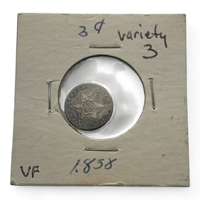 1858 3 Cent Silver V F Piece