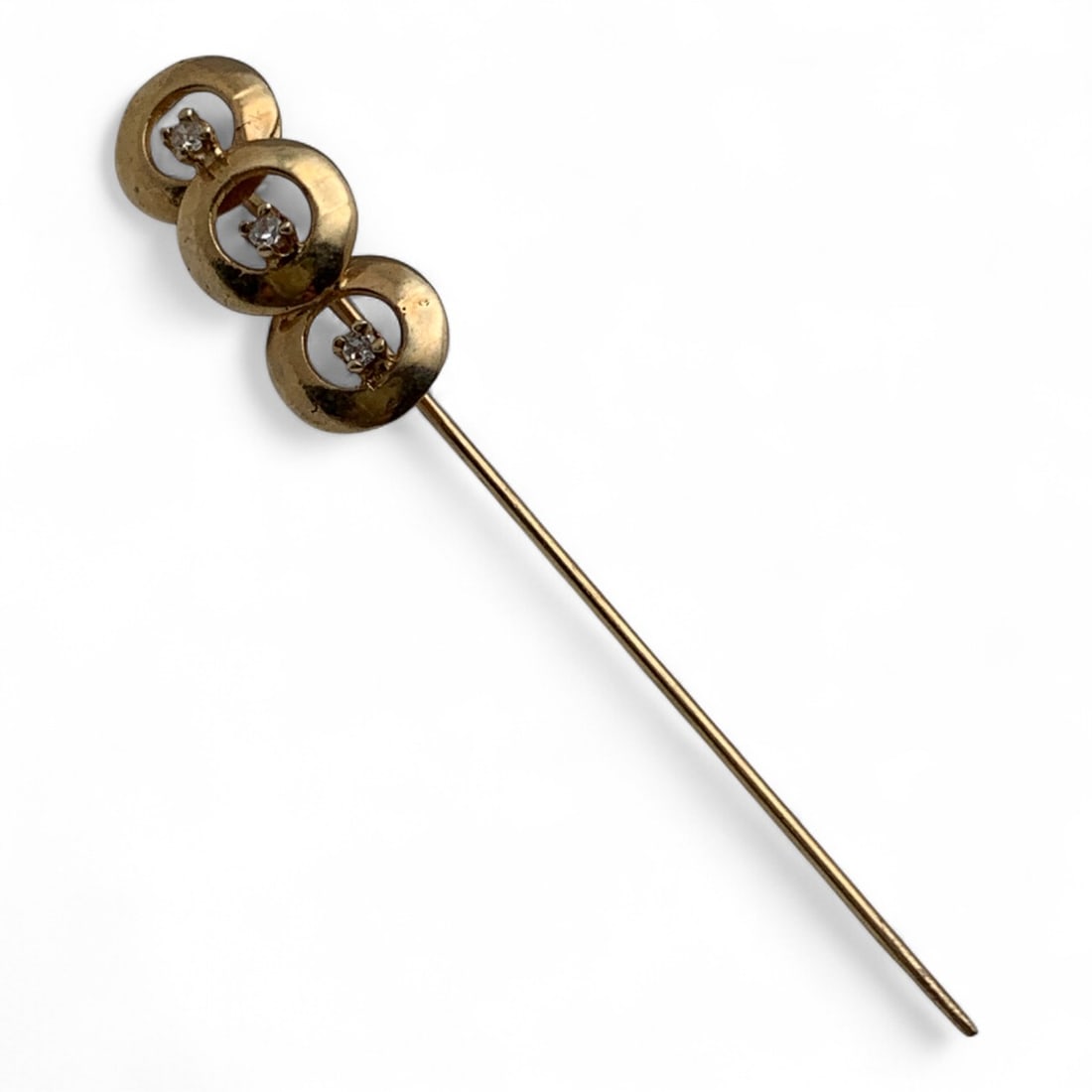 14k Gold And White Sapphire Stick Pin (1 of 6)
