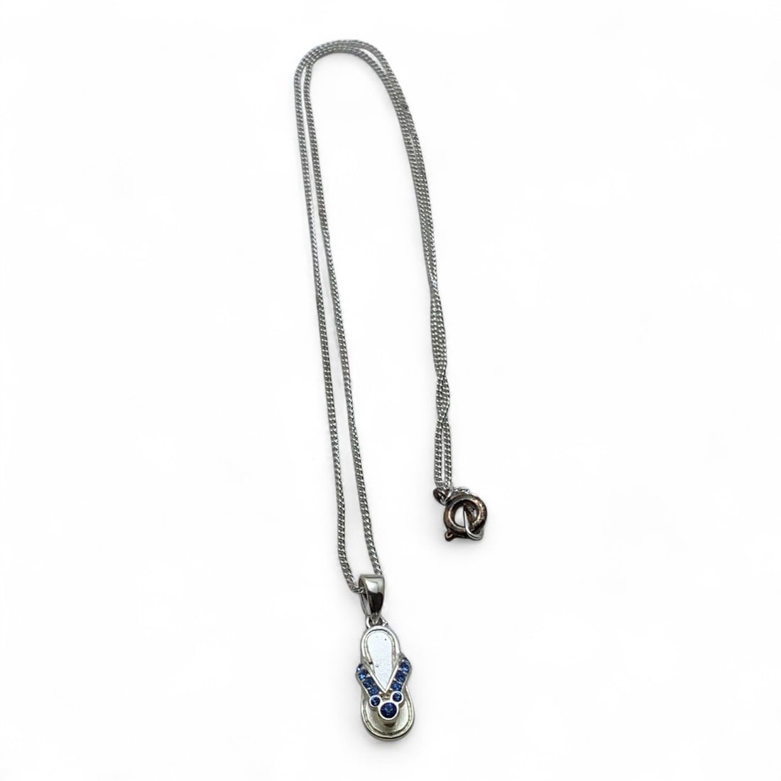 Silver Sandal Pendant Necklace: Tests Silver - 18 1/2" Long - 3.6 Grams