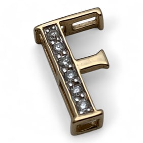 14k Gold And Diamond Inital F Charm