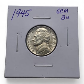 1945 Silver Jefferson War Nickel, Gem B U