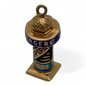 18k Gold Enameled Paris Charm