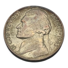 1943 S Silver Jefferson War Nickel, B U