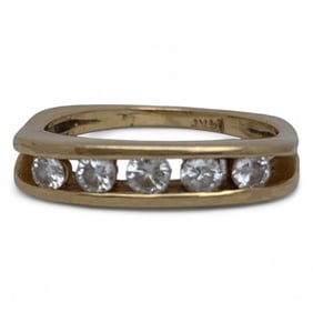 14k Yellow Gold Ring With Five Diamonds