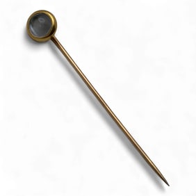 14k Gold Stick Pin With Clear Stone