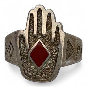 Sterling Silver Ring With Orange Stone