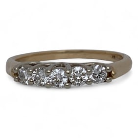 14k Yellow Gold Ring With Five Diamonds