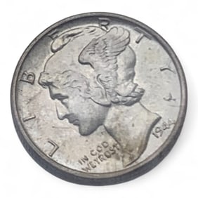 1944 S Silver Mercury Dime, C H B U
