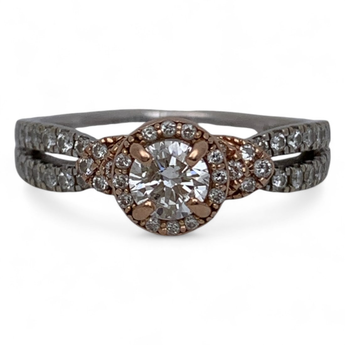 14k Gold And Diamond Ring: Marked 14k. 2.6 Dwt. Size 7.