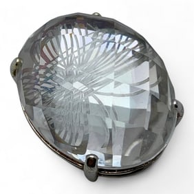 Silver Pendant With Large Clear Stone
