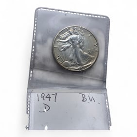1947 D Walking Liberty Half Dollar, B U